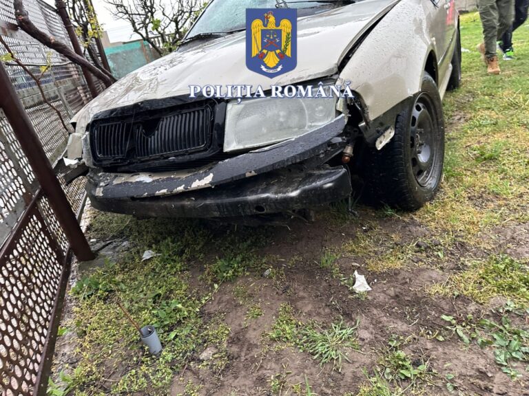 Un puști din Nisipari s-a urcat drogat la volan și a intrat cu mașina în curtea vecinilor